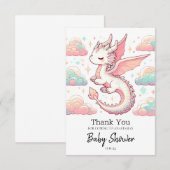 Majestic Schattig Dragon Baby shower Bedankkaart (Voorkant / Achterkant)