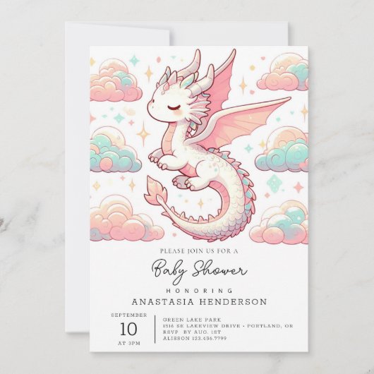 Majestic Schattig Dragon Baby shower Kaart (Voorkant)