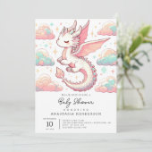 Majestic Schattig Dragon Baby shower Kaart (Staand voorkant)