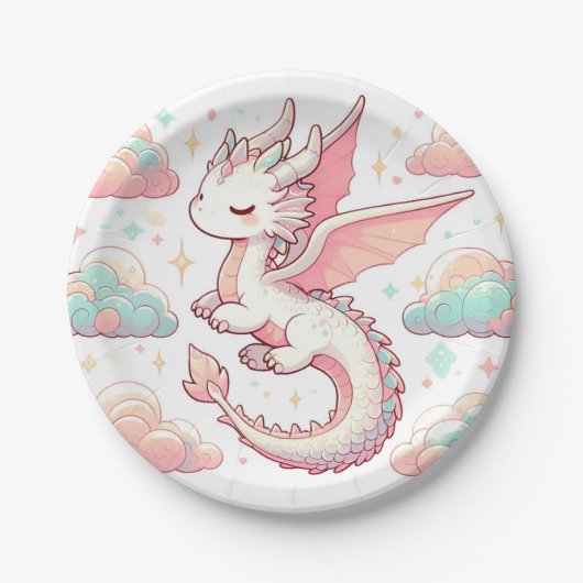 Majestic Schattig Dragon Baby shower Papieren Bordje (Voorkant)