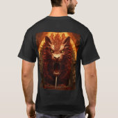 Majestic Shadow: Fierce Lion Black Tattoo Design T-shirt (Achterkant)