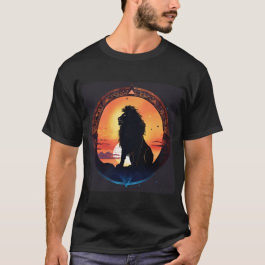 "Majestic Shadows: Silhouette Lion Design" T-shirt (Voorkant)