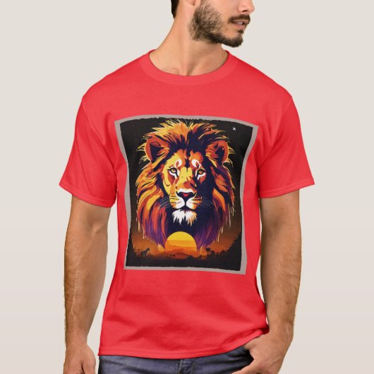 "Majestic Shadows: Silhouette Lion Design" T-shirt (Voorkant)