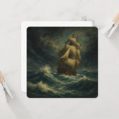 Majestic Ship at Sea Oil Art Greeting Card Kaart (Voorkant / Achterkant in situ)