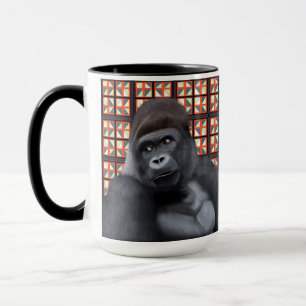 Majestic Sitting Gorilla Op Rode Geometrische Wild Mok