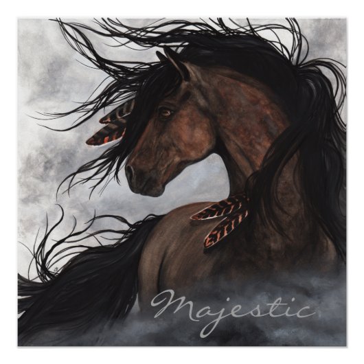 Majestic Smoky Horse van Bihrle Poster (Voorkant)