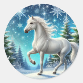 Majestic Snow Horse Sticker