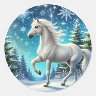 Majestic Snow Horse Sticker