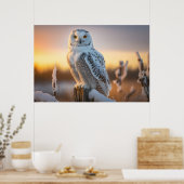 Majestic Snowy Owl op een boomtak Poster (Keuken)