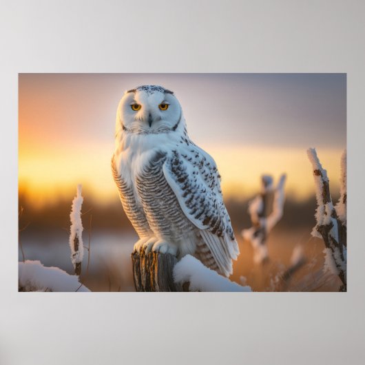 Majestic Snowy Owl op een boomtak Poster (Voorkant)