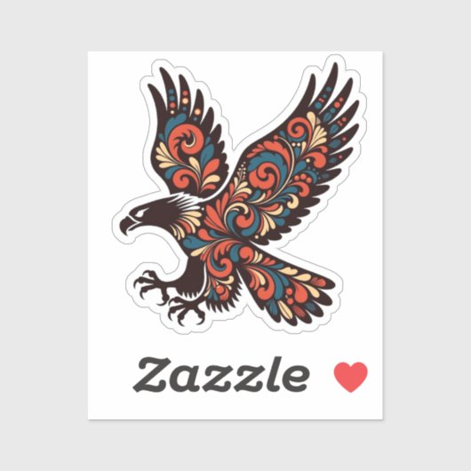 Majestic Soaring Eagle - Decorative Paisley Folk A Sticker (Vel)
