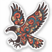 Majestic Soaring Eagle - Decorative Paisley Folk A Sticker (Voorkant)
