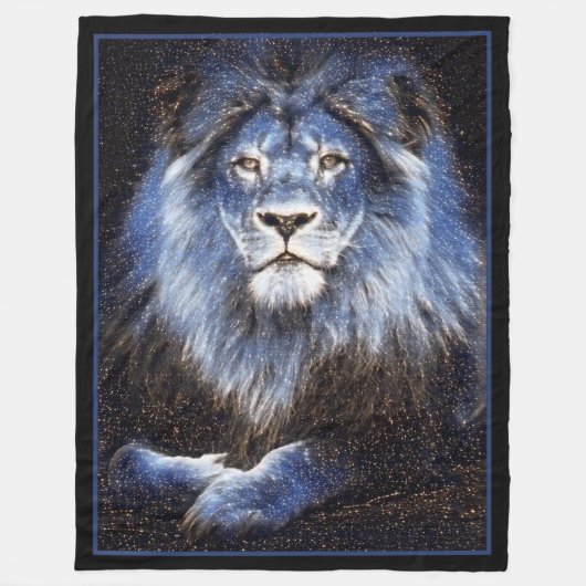 Majestic Sparkle Lion Fleece Deken (Voorkant)