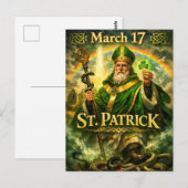 Majestic St. Patrick with Rainbow and Snakes Briefkaart (Voorkant / Achterkant)