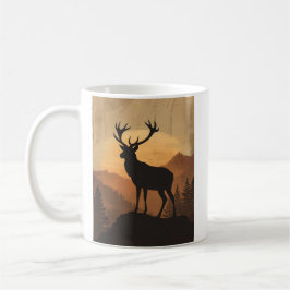 Majestic Stag Deer Silhouette at Sunset Koffiemok
