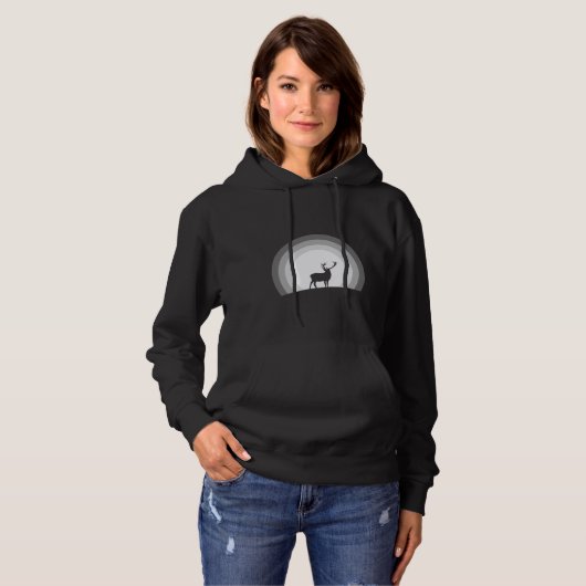 Majestic Stag Silhouette Under Lunar Light Hoodie (Voorkant volledig)
