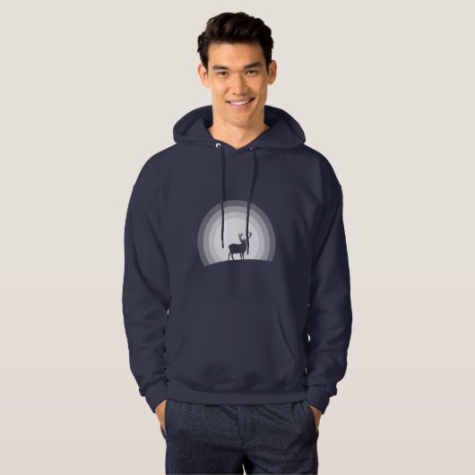 Majestic Stag Silhouette Under Lunar Light Hoodie (Voorkant volledig)