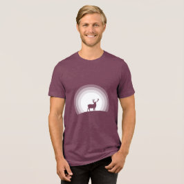 Majestic Stag Silhouette Under Lunar Light Tri-Blend Shirt