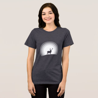 Majestic Stag Silhouette Under Lunar Light Tri-Blend Shirt