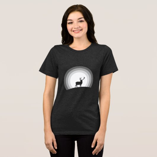 Majestic Stag Silhouette Under Lunar Light Tri-Blend Shirt (Voorkant volledig)