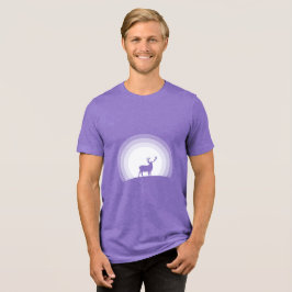 Majestic Stag Silhouette Under Lunar Light Tri-Blend Shirt