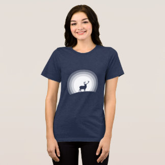 Majestic Stag Silhouette Under Lunar Light Tri-Blend Shirt