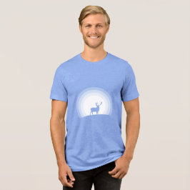 Majestic Stag Silhouette Under Lunar Light Tri-Blend Shirt