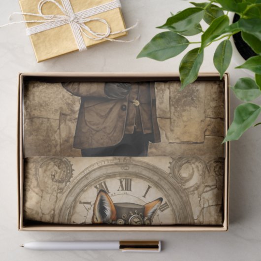 Majestic Steampunk Fox Tissuepapier (Geschenk)