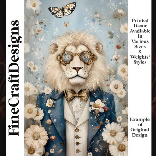 Majestic Steampunk Lion in Pet K2 Decoupage Tissuepapier