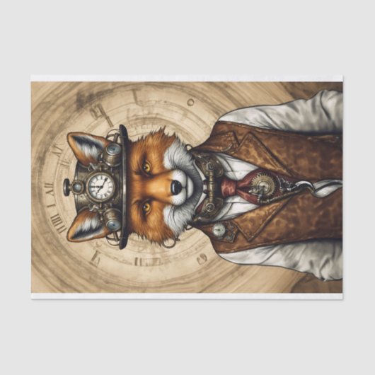 Majestic Stijlvolle  Steampunk Fox Tissuepapier (Voorkant)