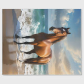 **"Majestic Stride: Trots bruin paard op het stran Cadeaupapier (Vlak)