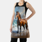**"Majestic Stride: Trots bruin paard op het stran Schort (Insitu)