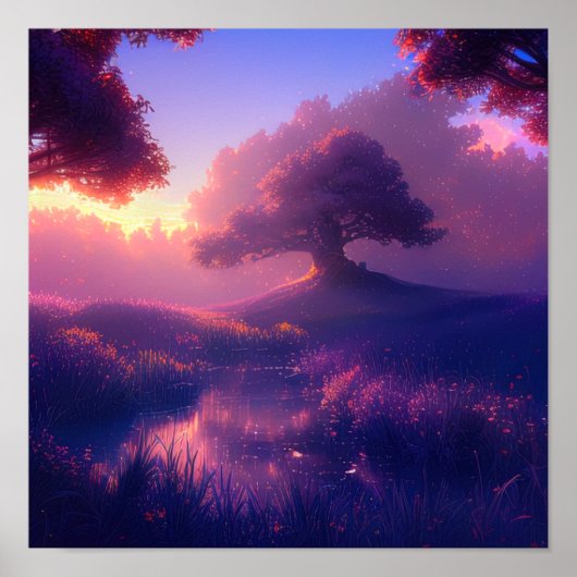 Majestic Sunrise in het Swampy Forest Poster (Voorkant)