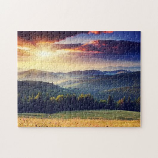 Majestic sunset in the mountains landscape 4 legpuzzel (Horizontaal)