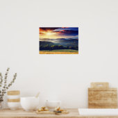 Majestic sunset in the mountains landscape 4 poster (Keuken)