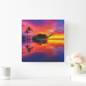 Majestic Sunset | Wailea Beach, Maui, Hawaii Vierkante Klok (Huis)