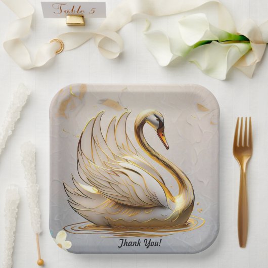 "Majestic Swan Silhouette" Papieren Bordje (Huwelijk)