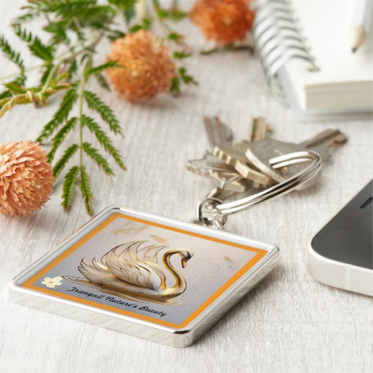 Majestic Swan's Gentle Glide Sleutelhanger (Zijkant)