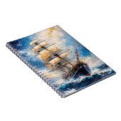 Majestic Tall Ship at Sea – Impressionist Nautical Notitieboek (Rechterzijde)