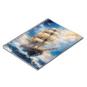 Majestic Tall Ship at Sea – Impressionist Nautical Notitieboek (Linkerzijde)