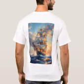 Majestic Tall Ship op het Zee Olieverfschilderij T T-shirt (Achterkant)