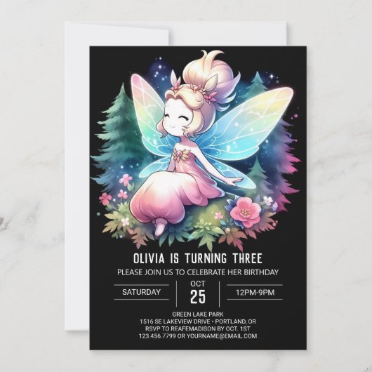 Majestic Theme Fairy Verjaardag Kaart (Voorkant)