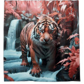 Majestic Tiger bij de Waterval badkamer Douchegordijn (Voorkant)