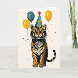 Majestic Tiger Birthday Party Wenskaart Kaart