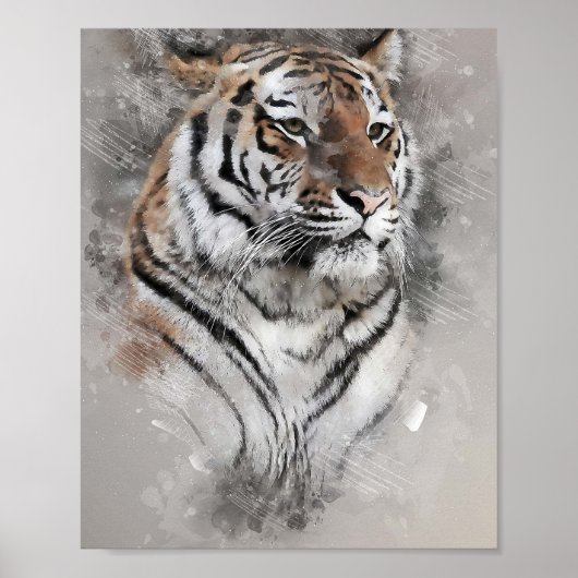 Majestic Tiger Head Face waterverf olieverfschilde Poster (Voorkant)