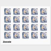 Majestic Tiger in Blue Bamboo Botanical Nature Vierkante Sticker (Vel)