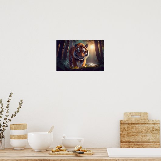 Majestic Tiger In Forest Poster (Keuken)
