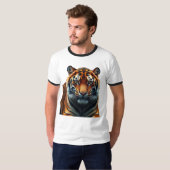 Majestic Tiger Mannen Basic Ringer T-shirt (Voorkant volledig)
