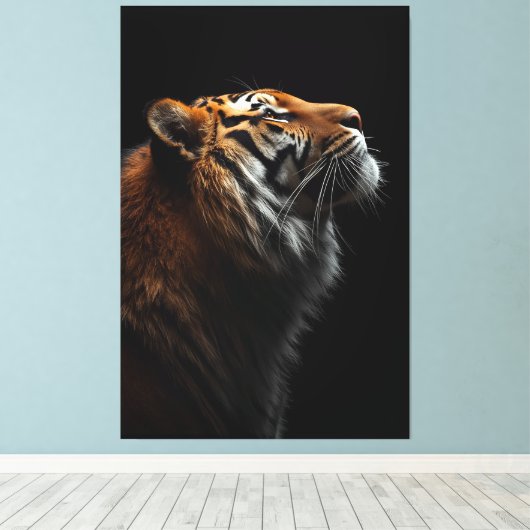 Majestic Tiger Portrait, Strength Royal Confidence Canvas Afdruk (Insitu (Houten vloer))