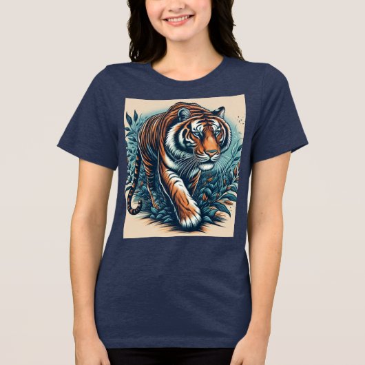 "Majestic Tiger – Power and Grace in Motion" Tri-Blend Shirt (Voorkant)